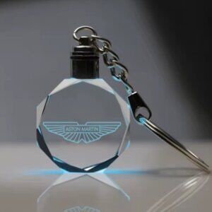 Aston Martin Glass handcrafted Metal Multicolor Lamp Keychain Pendant